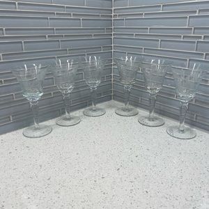 Vintage Arcadia ARE14 Sunflower Etched Wine Glasses 6 1/2” - 1950's Set Of 6